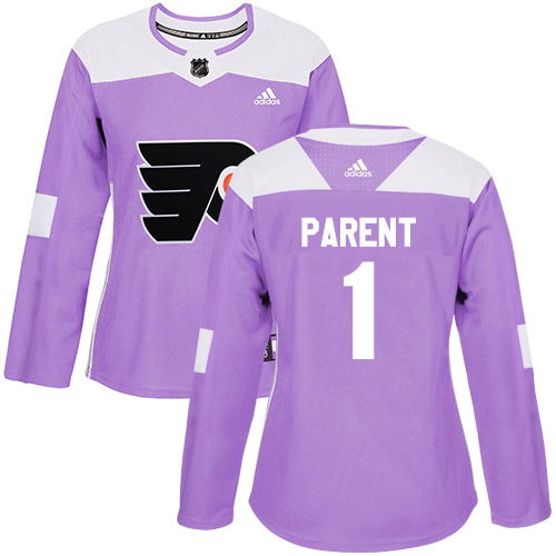 Adidas Flyers #1 Bernie Parent Purple Authentic Fights Cancer Women's Stitched NHL Jersey